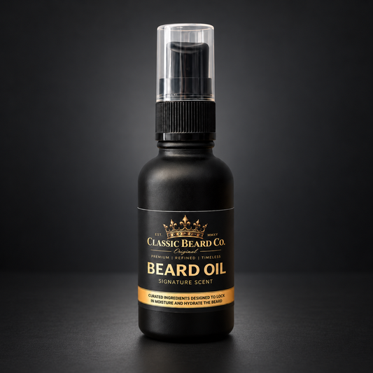 Classic Beard Co. Signature Scent Beard Oil 1 oz black pump bottle