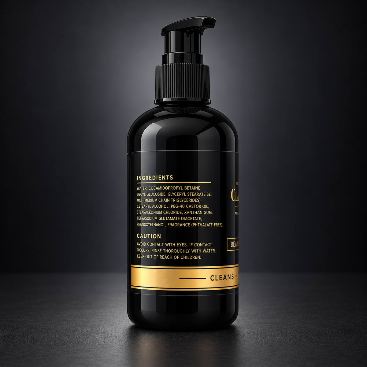 Classic Beard Co. Signature Scent 2-in-1 Beard Wash and Conditioner 8 fl oz ingredients and caution view