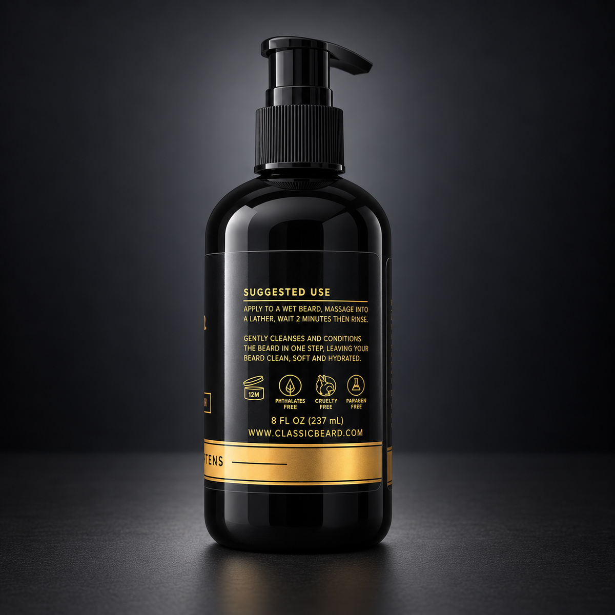 Classic Beard Co. Signature Scent 2-in-1 Beard Wash and Conditioner 8 fl oz suggested use view