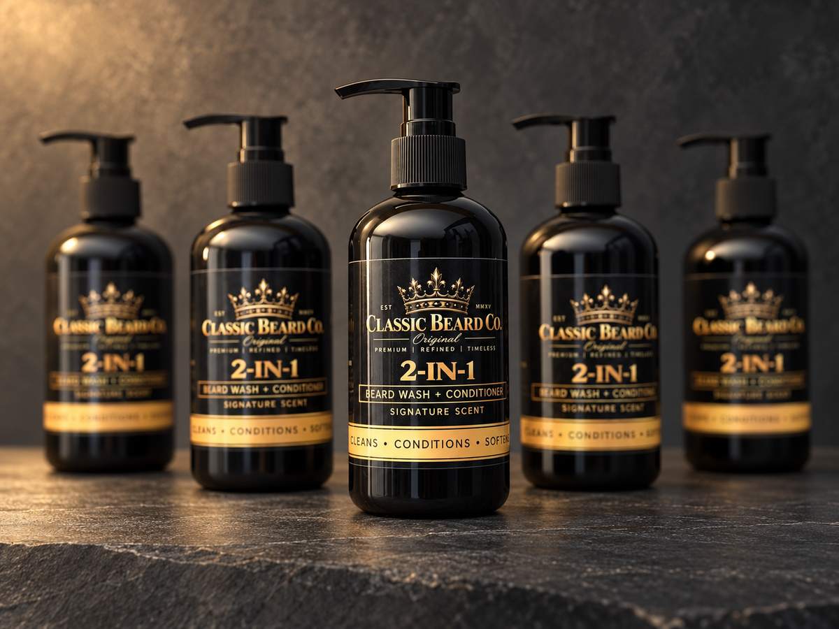 Classic Beard Co. Signature Scent 2-in-1 beard wash lineup